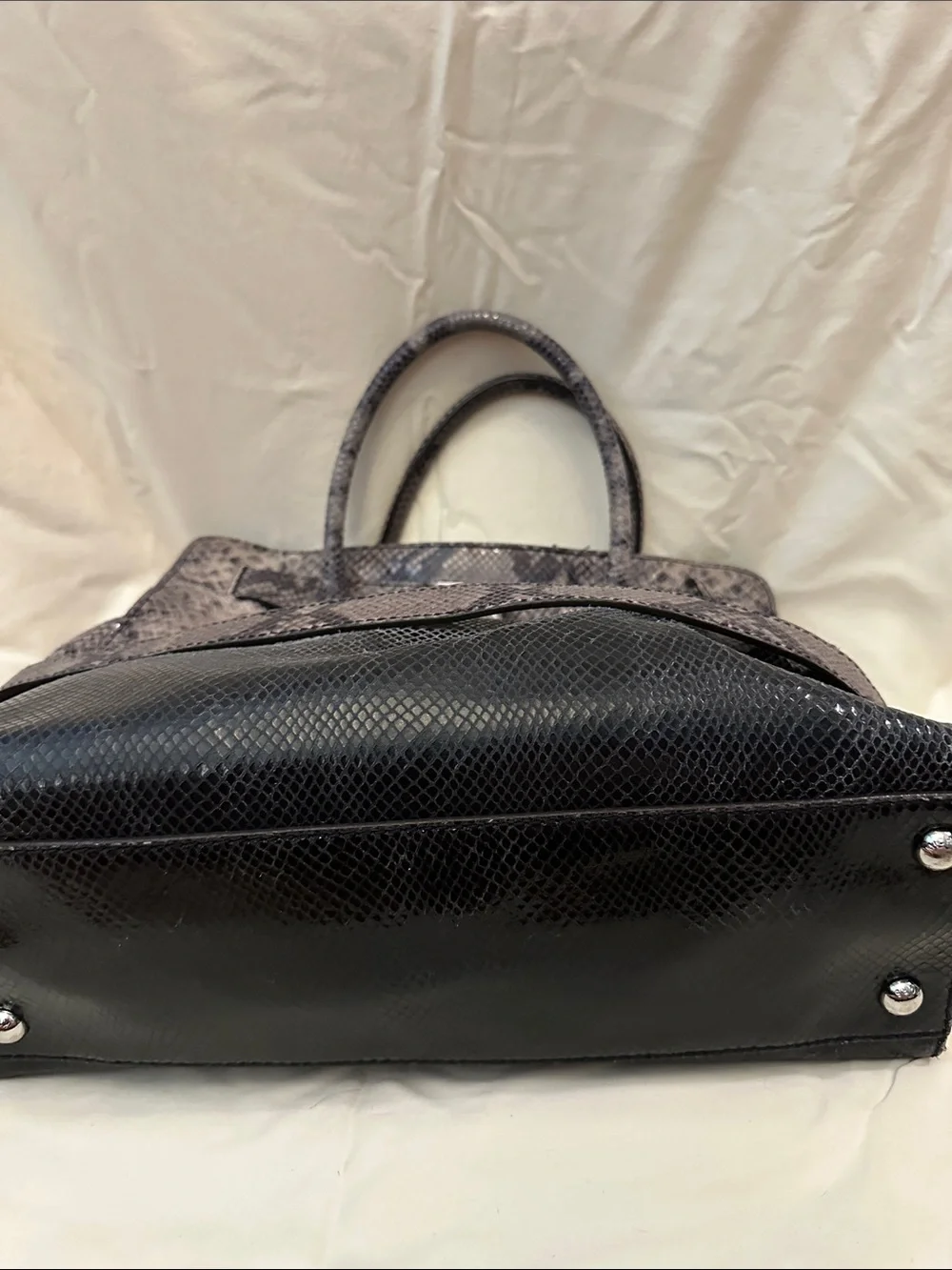 Michael Kors Hamilton Snake-Embossed Tote Bag in Dark Gray/Black RARE!!